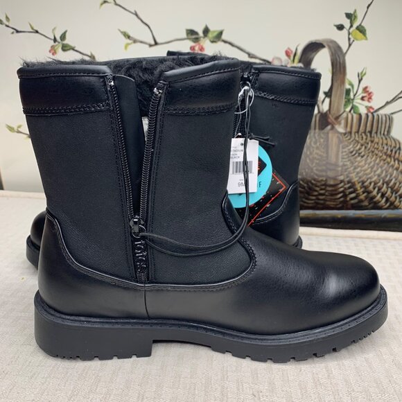 Totes Women's Waterproof Stadium Boots - Size 9M - Black Faux Fur Lining - Picture 3 of 10